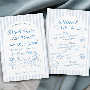 Last Toast on the Coast Bachelorette Itinerary Invitation