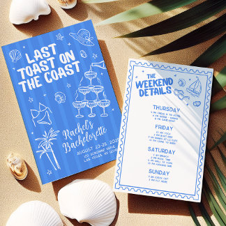 Last Toast on the Coast Bachelorette Itinerary Invitation
