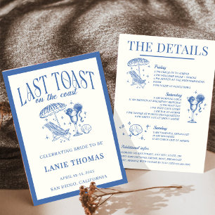 Last Toast on the Coast Bachelorette Itinerary Invitation