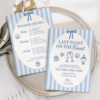Last Toast on the Coast Bachelorette Itinerary Invitation