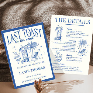 Last Toast on the Coast Bachelorette Itinerary Invitation