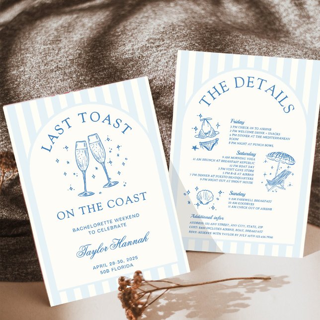 Last Toast on the Coast Bachelorette Itinerary Invitation (Creator Uploaded)