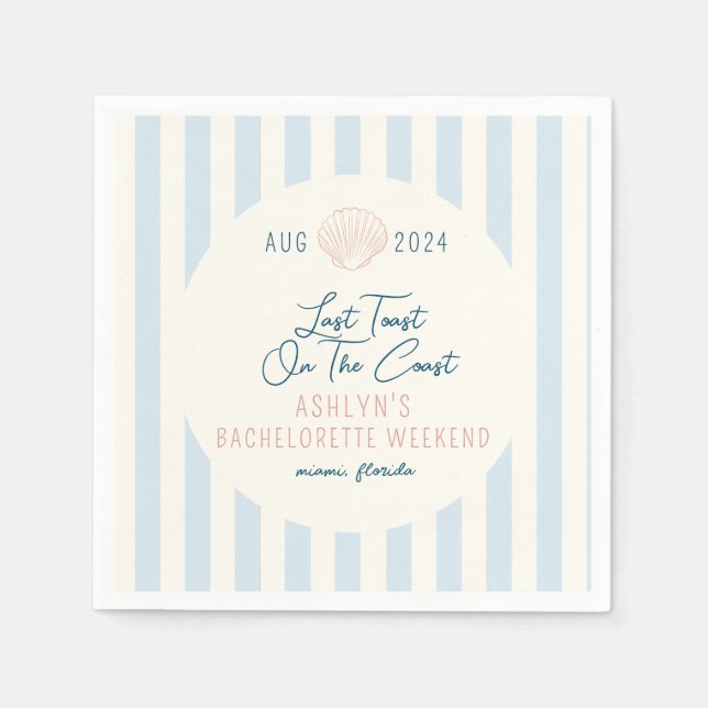 Last Toast On the Coast Bachelorette Napkins (Front)