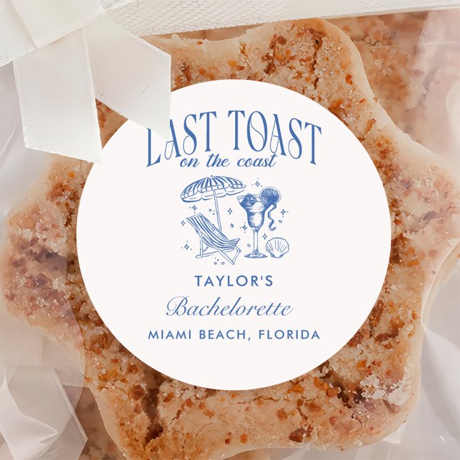 Last Toast on the Coast Bachelorette Party Classic Round Sticker (Creator Uploaded)