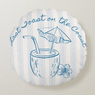 Last Toast on the Coast Bachelorette Party Design Round Cushion