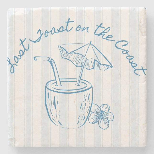 Last Toast on the Coast Bachelorette Party Design  Stone Coaster (Front)