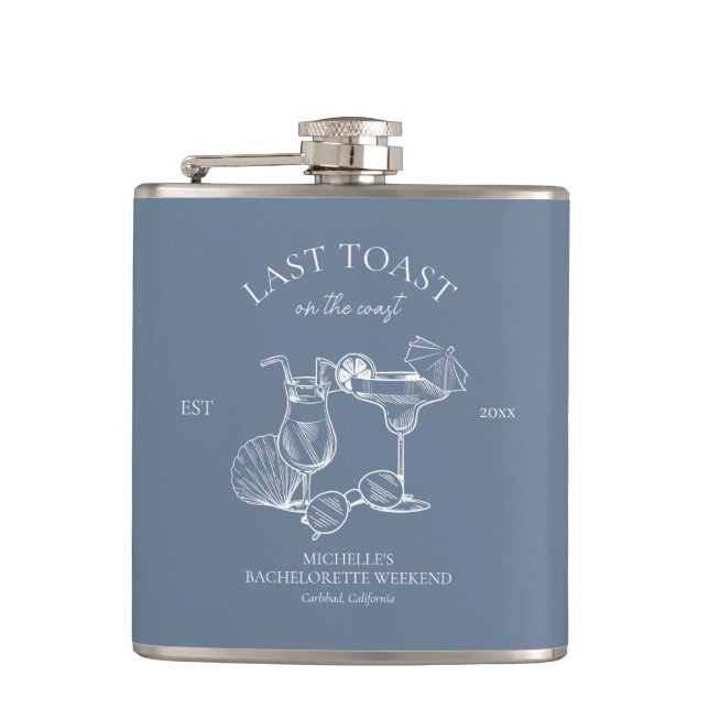 Last Toast On The Coast Bachelorette Party Hip Flask (Front)