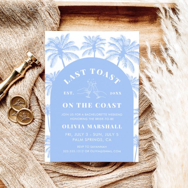 Last Toast On The Coast Bachelorette Party Invitation (Creator Uploaded)