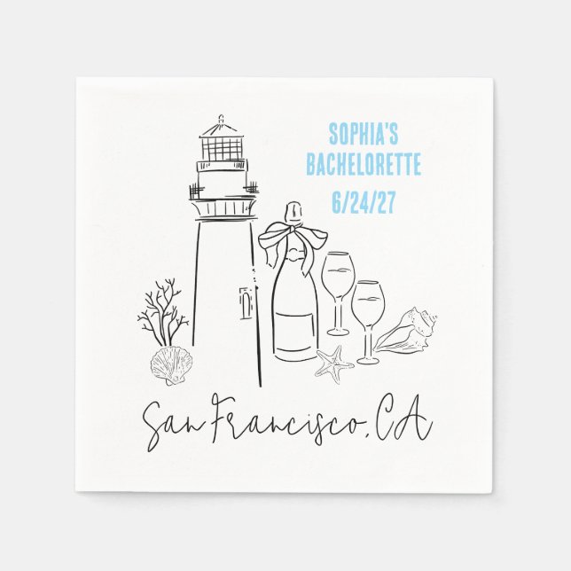 Last Toast on the Coast Bachelorette Party Napkin (Front)