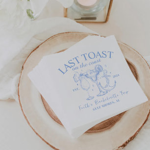 Last Toast On The Coast Bachelorette Party Napkin