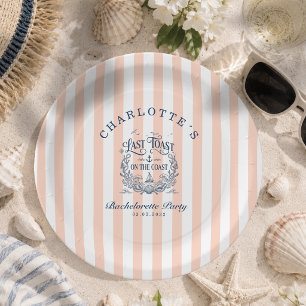 Last Toast on the Coast! Bachelorette Party Paper Plate