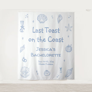 Last Toast on the Coast Bachelorette Party Tapestry