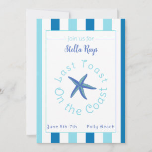 Last toast on the coast bachelorette party weekend holiday card