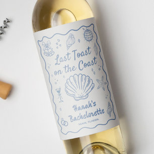Last Toast on the Coast Bachelorette Party Wine Label