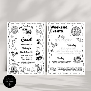 Last Toast On The Coast Bachelorette Weekend Invitation