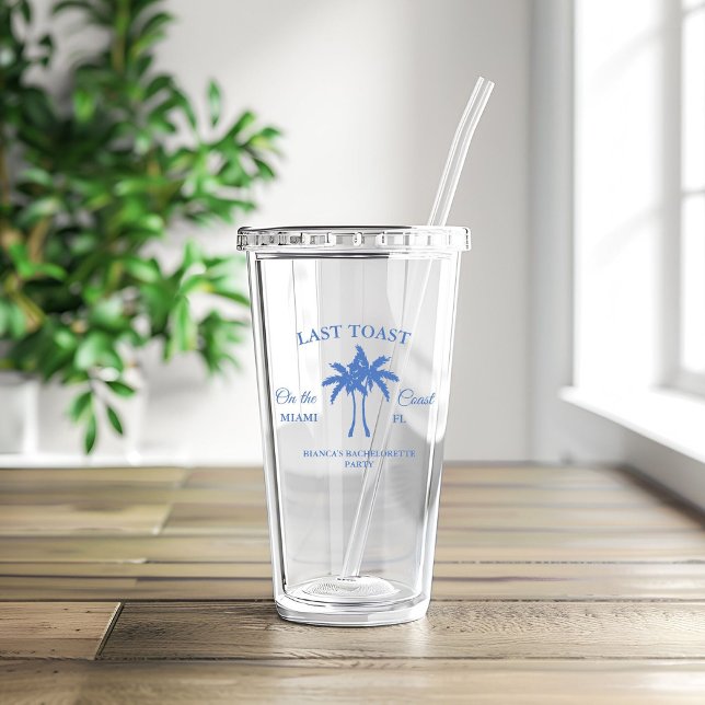 Last Toast on the Coast Bachelorette Weekend Party Acrylic Tumbler (Creator Uploaded)