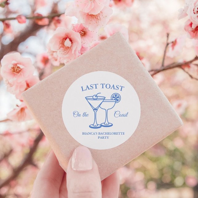 Last Toast on the Coast Bachelorette Weekend Party Classic Round Sticker (Creator Uploaded)