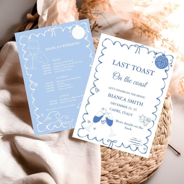 Last Toast on the Coast Bachelorette Weekend Party Invitation (Creator Uploaded)