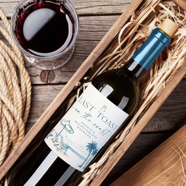 Last Toast on the Coast Bachelorette Wine Labels (Creator Uploaded)