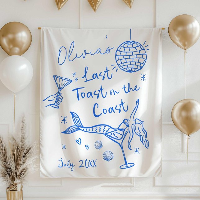 Last Toast On The Coast Backdrop, Beach Bacheloret Tapestry (Creator Uploaded)