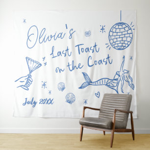 Last Toast On The Coast Backdrop, Beach Bacheloret Tapestry