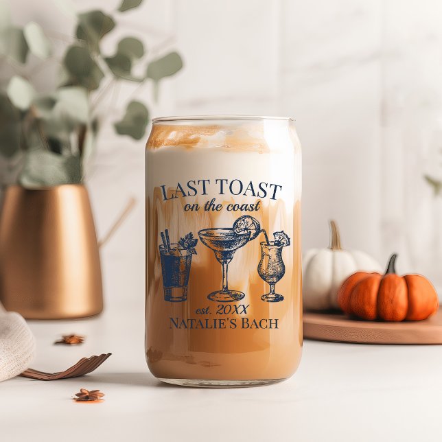 Last Toast On The Coast Beach Bachelorette Party Can Glass (Creator Uploaded)