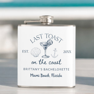 Last Toast On The Coast Beach Bachelorette Party Hip Flask