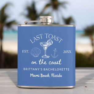 Last Toast On The Coast Beach Bachelorette Party Hip Flask