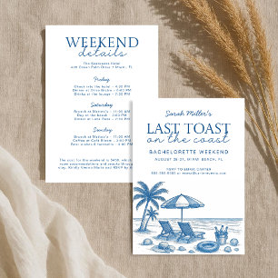 Last toast on the coast Beach Bachelorette Party Invitation