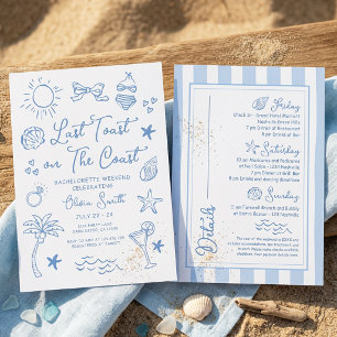 Last Toast on The Coast Beach Bachelorette Party Invitation