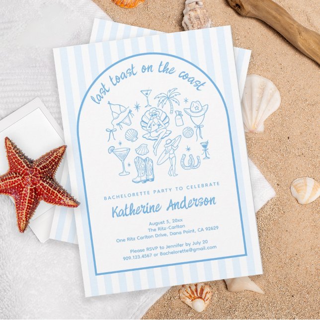 Last Toast on the Coast Beach Bachelorette Party Invitation (Creator Uploaded)