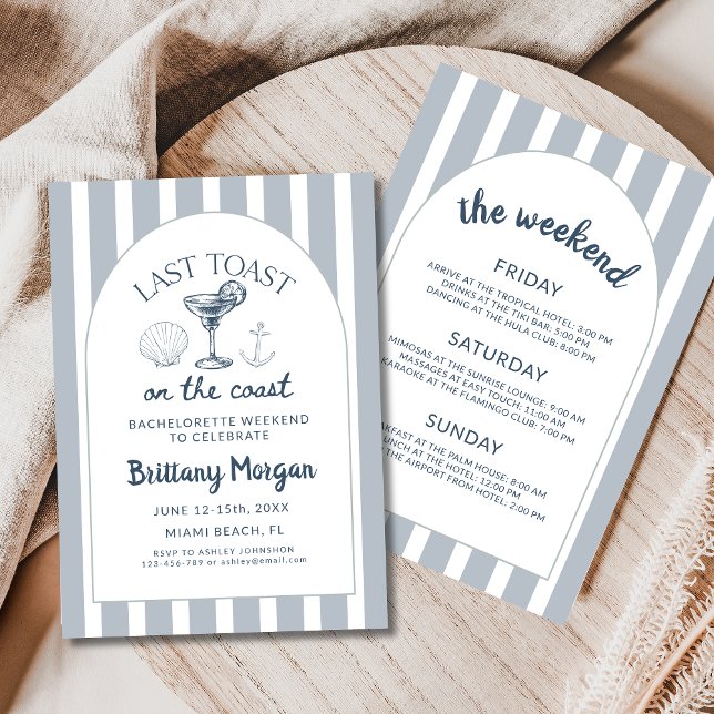 Last Toast On The Coast Beach Bachelorette Party Invitation (Creator Uploaded)