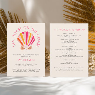 Last Toast On The Coast Beach Bachelorette Party Invitation