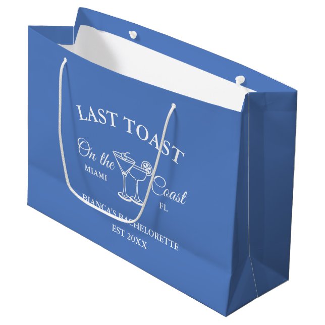 Last Toast on the coast Beach Bachelorette party  Large Gift Bag (Front Angled)