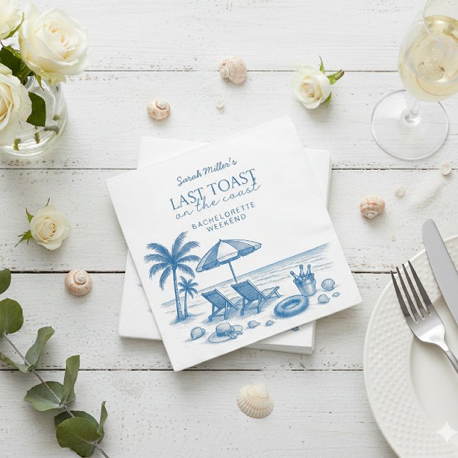 Last Toast on the Coast Beach Bachelorette Party  Napkin (Creator Uploaded)