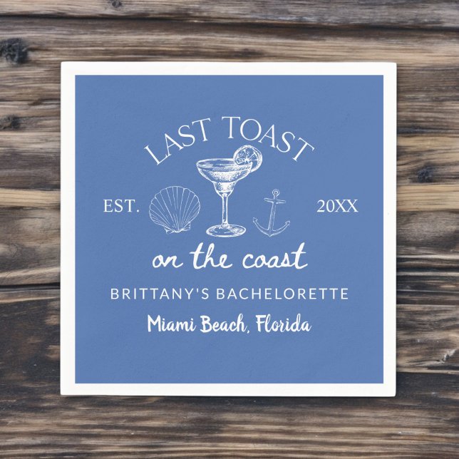 Last Toast On The Coast Beach Bachelorette Party Napkin (Creator Uploaded)