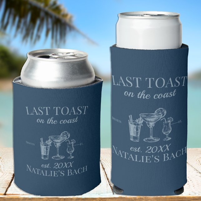 Last Toast On The Coast Beach Bachelorette Party Seltzer Can Cooler (Creator Uploaded)