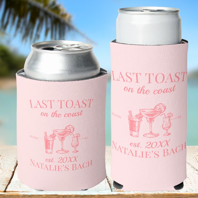 Last Toast On The Coast Beach Bachelorette Party Seltzer Can Cooler (Creator Uploaded)