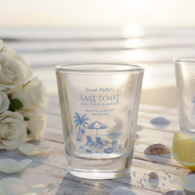 Last Toast on the Coast Beach Bachelorette Party Shot Glass (Creator Uploaded)