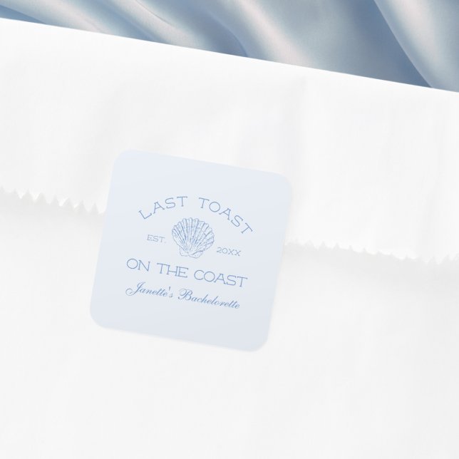 Last Toast On The Coast Beach Bachelorette Party Square Sticker (Last Toast On The Coast Beach Bachelorette Party Square Sticker)