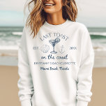 Last Toast On The Coast Beach Bachelorette Party Sweatshirt<br><div class="desc">Celebrate in style with the Last Toast On The Coast Beach Bachelorette Party Sweatshirt. Perfect for beach bachelorette parties, this cosy sweatshirt features a vibrant, beach-themed design with a playful slogan. Crafted from soft, high-quality fabric, it provides warmth and comfort for all your festivities. Ideal for cool evenings by the...</div>