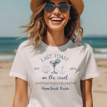 Last Toast On The Coast Beach Bachelorette Party T-Shirt<br><div class="desc">Celebrate in style with the Last Toast On The Coast Beach Bachelorette Party T-Shirt. This fun and stylish tee features a vibrant design, perfect for beach bachelorette parties. Crafted from soft, breatheable fabric, it ensures comfort during all your festivities. The playful slogan and beach-themed graphics make it an ideal keepsake...</div>