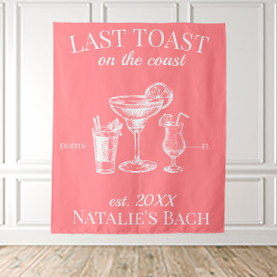 Last Toast On The Coast Beach Bachelorette Party Tapestry