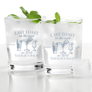 Last Toast On The Coast Beach Bachelorette Party Whiskey Glass