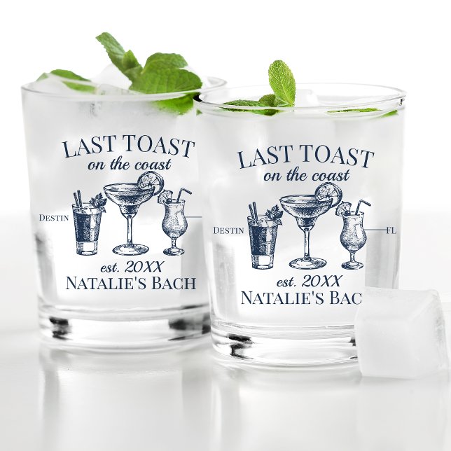 Last Toast On The Coast Beach Bachelorette Party Whiskey Glass (Creator Uploaded)