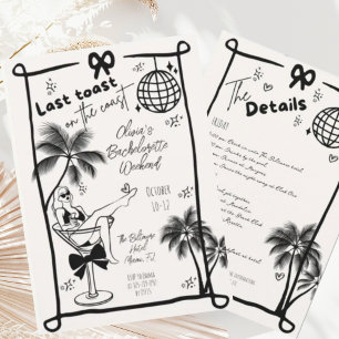 Last Toast On The Coast Beach Bachelorette Weekend Invitation