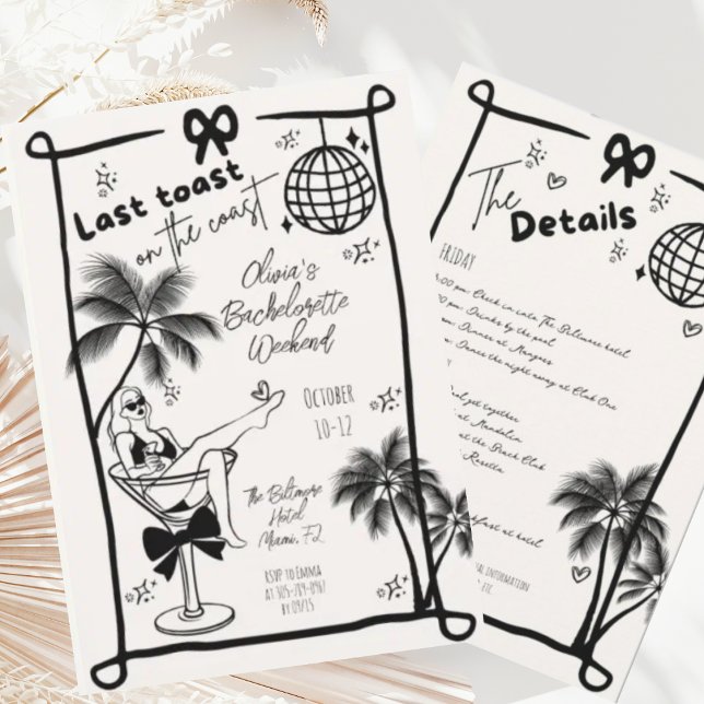 Last Toast On The Coast Beach Bachelorette Weekend Invitation (Creator Uploaded)