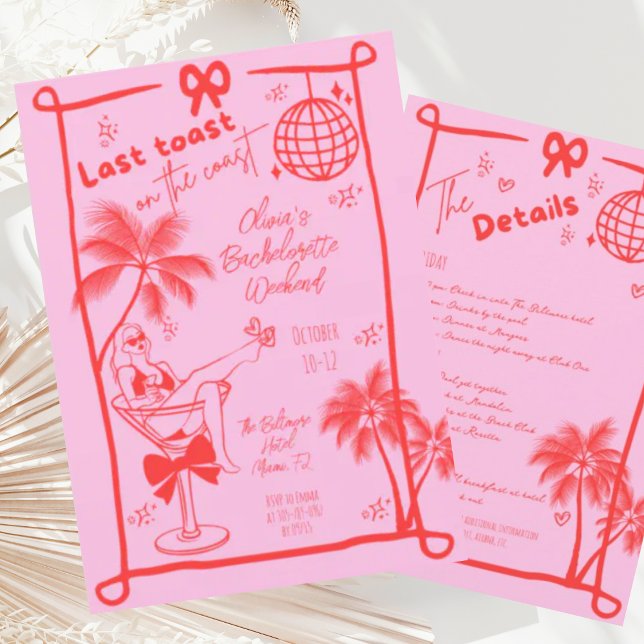 Last Toast On The Coast Beach Bachelorette Weekend Invitation (Creator Uploaded)