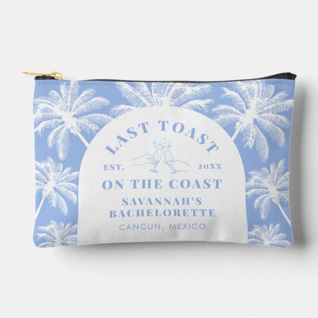 Last Toast on the Coast Beach Blue Bachelorette Accessory Pouch (Front)