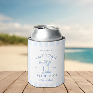 Last Toast on the Coast Beach Blue Bachelorette Can Cooler